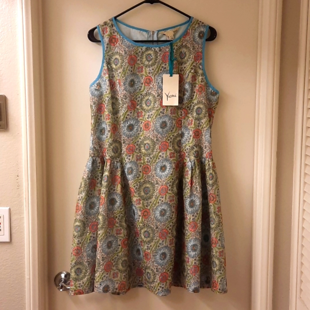NWT, Yumi Kim Vintage Lime Floral Fit and Flare Dress